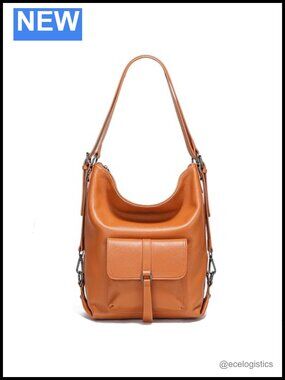 Genuine Leather Convertible Backpack Tote Shoulder Bag for Women Work Travel